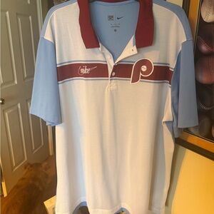 Nike Men's Blue and Maroon Polo Shirt